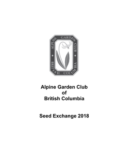 Alpine Garden Club of British Columbia Seed Exchange 2018