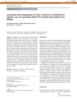 Case of Watersheds Kebir West Safsaf and Guebli Rivers, Skikda