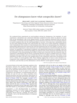 Do Chimpanzees Know What Conspecifics Know?