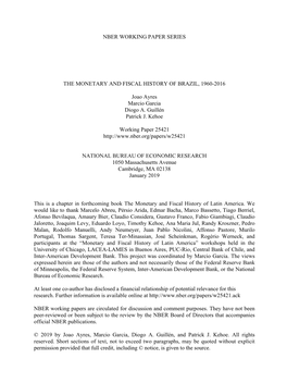 The Monetary and Fiscal History of Brazil, 1960-2016