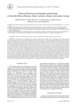 Pliocene-Pleistocene Stratigraphic Paleobiology at Altavilla Milicia (Palermo, Sicily): Tectonic, Climatic and Eustatic Forcing