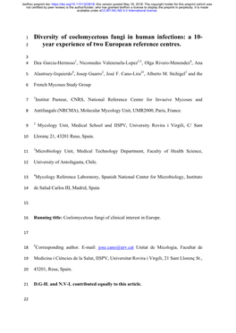 Diversity of Coelomycetous Fungi in Human Infections: a 10- 2 Year Experience of Two European Reference Centres