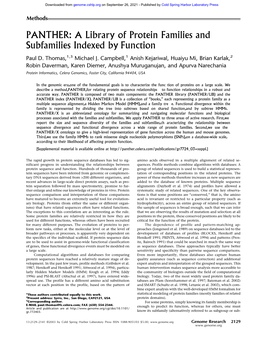 A Library of Protein Families and Subfamilies Indexed by Function Paul D