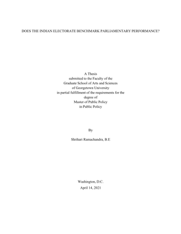 Does the Indian Electorate Benchmark Parliamentary Performance?
