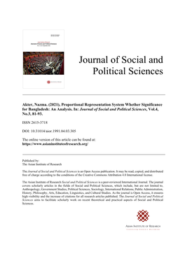 Journal of Social and Political Sciences