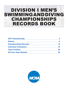 Division I Men's Swimming and Diving Championships Records Book