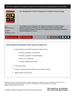 An Assessment of the Prospects for Inertial Fusion Energy