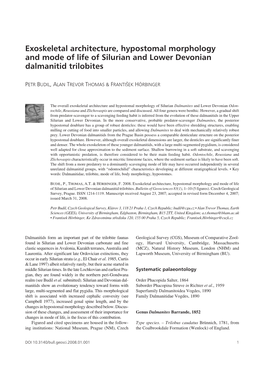 Exoskeletal Architecture, Hypostomal Morphology and Mode of Life of Silurian and Lower Devonian Dalmanitid Trilobites