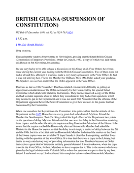 British Guiana (Suspension of Constitution)