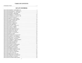 Table of Contents Senate Members