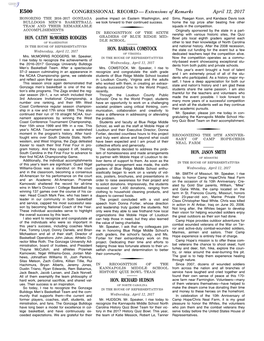 CONGRESSIONAL RECORD— Extensions of Remarks E500 HON