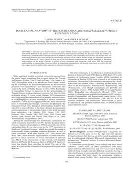 Article Postcranial Anatomy of the Rauisuchian Archosaur