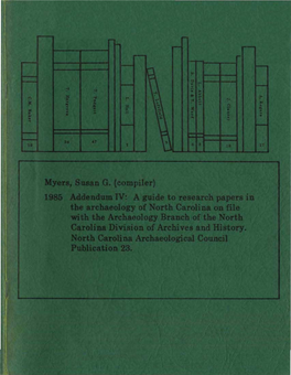 North Carolina Archaeological Council Publication 23