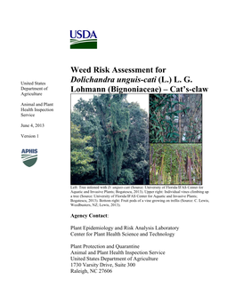 Weed Risk Assessment for Dolichandra Unguis-Cati (L.) L