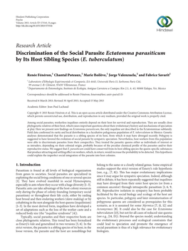 Research Article Discrimination of the Social Parasite Ectatomma Parasiticum by Its Host Sibling Species (E