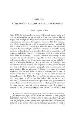 STATE FORMATION and MEDIEVAL GOVERNMENT 1.1. From