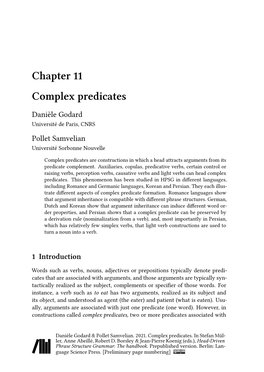 Chapter 11 Complex Predicates