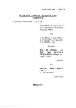 Plaintiff: Guiguo Wang: 1St: 7 April 2014