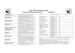 Mole Valley Orienteering Club Permanent Orienteering Courses £1.00 Each