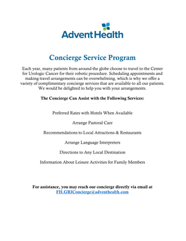 Concierge Service Program