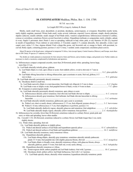10. COTONEASTER Medikus, Philos. Bot. 1: 154. 1789. 栒子属 Xun Zi Shu Lu Lingdi (陆玲娣 Lu Ling-Ti); Anthony R
