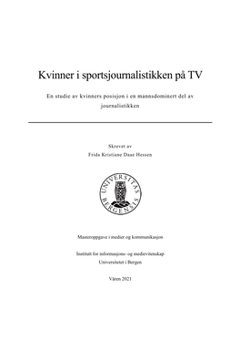 Kvinner I Sportsjournalistikken På TV