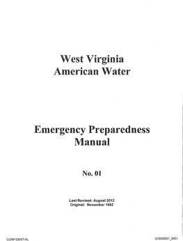 West Virginia American Water Emergency Preparedness Manual