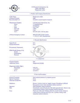 Material Safety Data Sheet