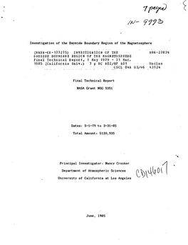 Investigation of the Dayside Boundary Region of the Magnetosphere