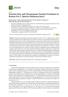 Genome Size and Chromosome Number Evolution in Korean Iris L. Species (Iridaceae Juss.)