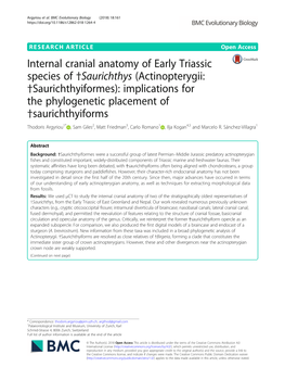 Internal Cranial Anatomy of Early Triassic Species of †Saurichthys