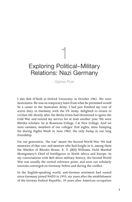 Exploring Political–Military Relations: Nazi Germany Gaines Post