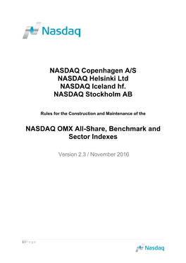 NASDAQ OMX All-Share, Benchmark and Sector Indexes