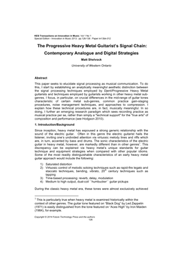 The Progressive Heavy Metal Guitarist's Signal Chain: Contemporary Analogue and Digital Strategies