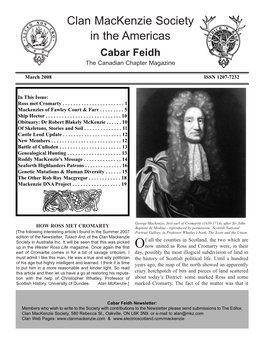 Clan Mackenzie Society in the Americas Cabar Feidh the Canadian Chapter Magazine