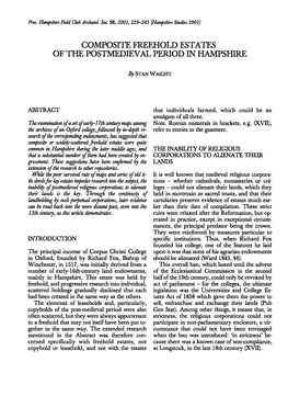 Composite Freehold Estates of the Postmedieval Period in Hampshire