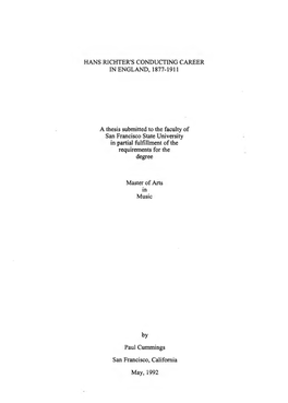 Hans Richter's Conducting Career in England, 1877-1911