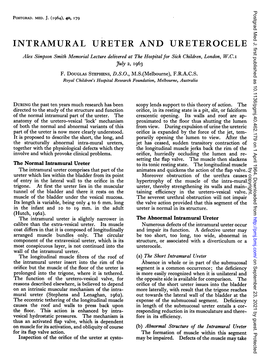 INTRAMURAL URETER and URETEROCELE Alex Simpson Smith Memorial Lecture Delivered at the Hospitalfor Sick Children, London, W.C.I July 2, I963 F