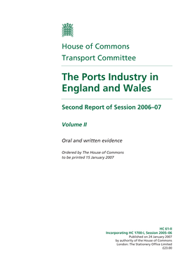 The Ports Industry in England and Wales