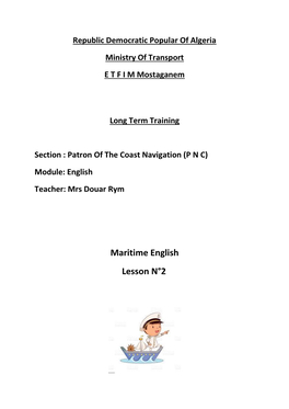 Maritime English Lesson N°2