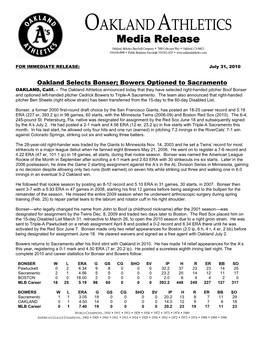 07-31-2010 Bonser Selected, Bowers Optioned