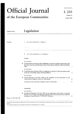 Official Journal L 210 Volume 25 of the European Communities 19 July 1982
