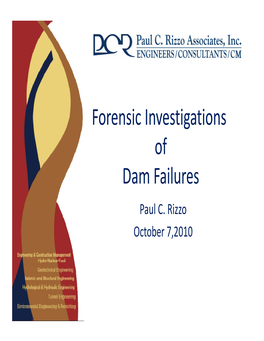 Forensic Investigations of Dam Failures Paul C