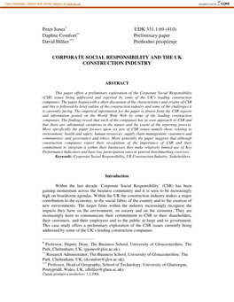 Peter Jones∗ UDK 331.1:69 (410) Daphne Comfort∗∗ Preliminary Paper David Hillier∗∗∗ Prethodno Priopćenje CORPORATE