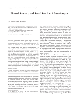 Bilateral Symmetry and Sexual Selection: a Meta-Analysis