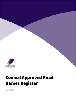 Council Approved Road Names Register