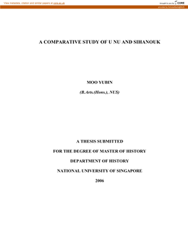 A Comparative Study of U Nu and Sihanouk