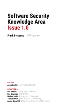 Software Security Knowledge Area Issue 1.0