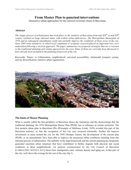 From Master Plan to Punctual Interventions Alternative Urban Approaches for the Renewal of Former Slums in Barcelona