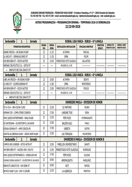 SUB18 – Gº A.MAILA Jardunaldia 1. Jornada EUSKAL